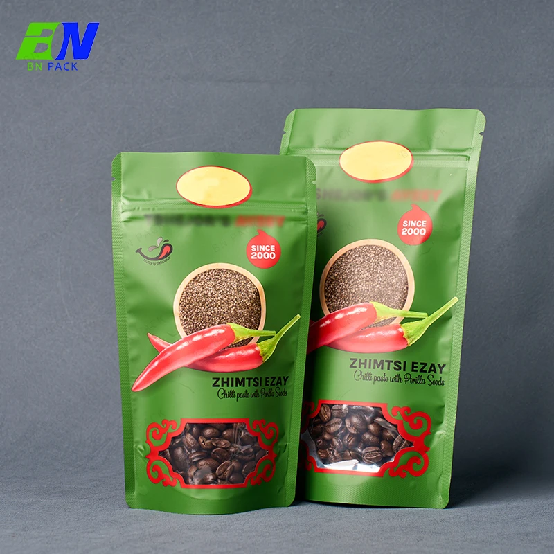 Factory Price Customized Stand up Pouch for Snack Food Spice Window Nut Packaging Zipper Bag Food Snack Doypack