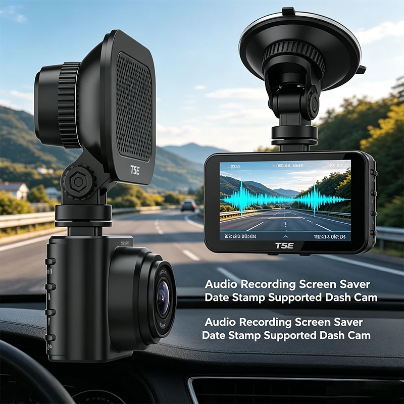 T5E Custom Logo 2K Car Dash Cam & Video Recorder Front/Rear 2.4G WiFi Enabled APP Control Loop Recording G-sensor Dual Lens