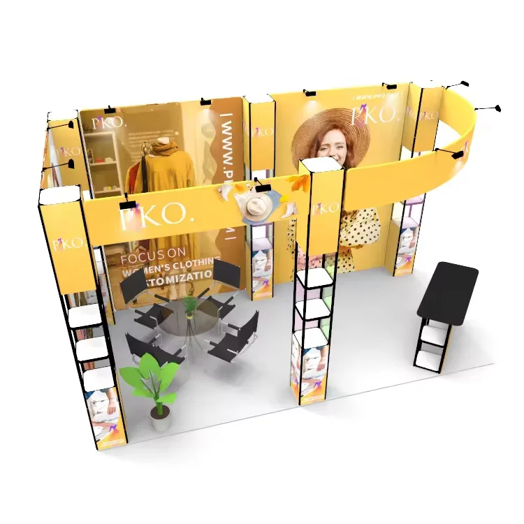 Tian Lang Portable Aluminum Folding Spiral Twist LED ShowCase Tower Display Stands Fabric Printing Exhibition Trade Show Booth