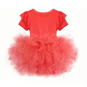 Boutique clothing short sleeves red baby birthday party girl tutu dance dresses