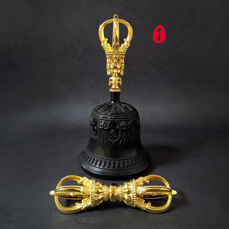 АНТИЧНЫЙ ТИБЕТСКИЙ религиозный латунный качественный колокольчик Vajra Dharma предметы тибетский буддийский медитационный колокольчик
