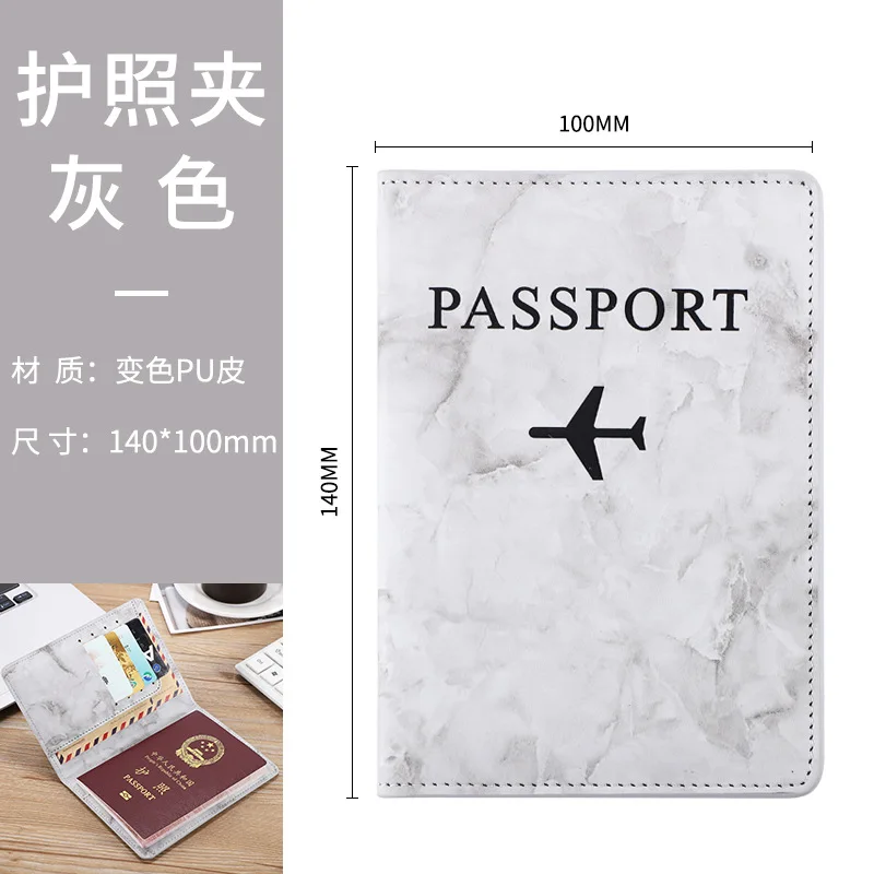 Marble Passport Cover Holder Custom Logo Accepted Travel Pu Leather