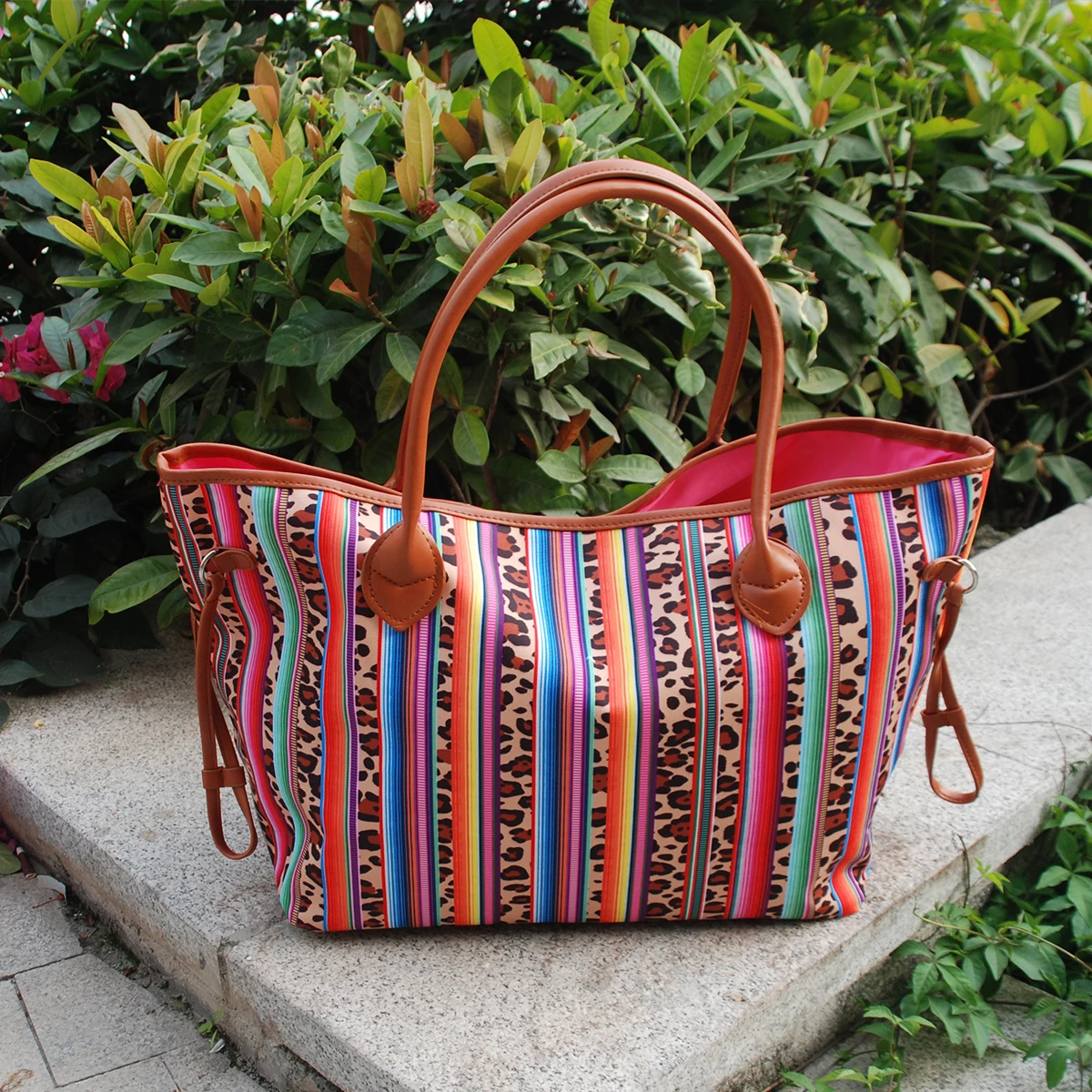 leopard serape tote