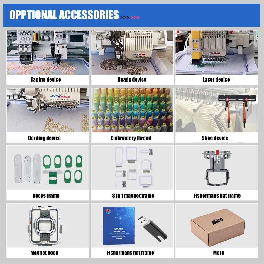 REVHON Embroidery Machine Automatic 2 Head 9/12/15 Needle High Speed Socks Embroidery Machine Leather Jack