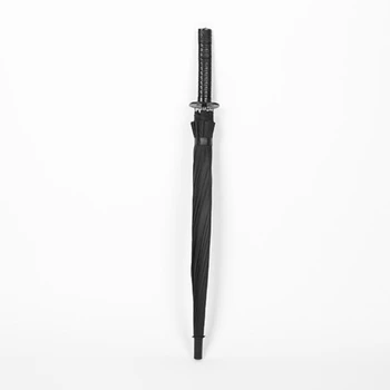 Stylish Black Japanese Samurai Sword Katana Umbrella Sunny & Rainy Long-handle Umbrellas Semi-automatic