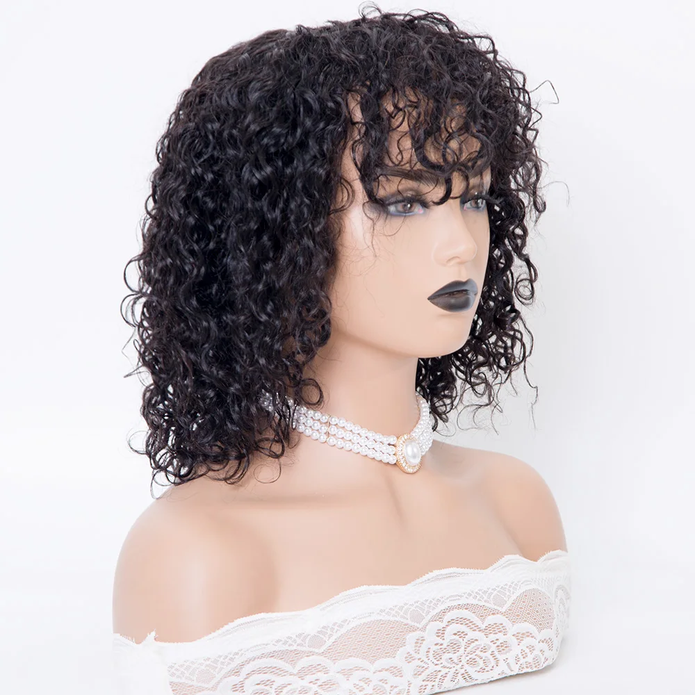 New arrival curly texture full machine made human hair wig