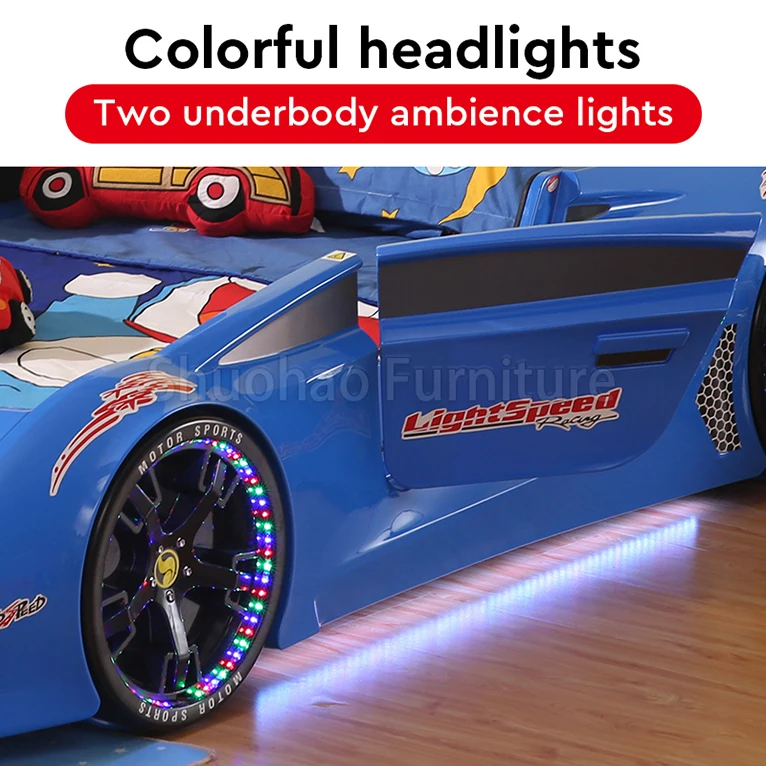 Modern Led Light Car Bed Designs Red Race Car Bed King Size Kids Car