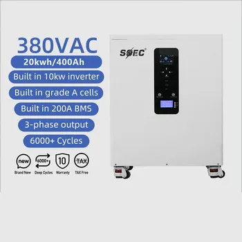 SOEC All-in-One 51.2V 400Ah 10KW Inverter off Grid AC Output Solar Home Energy Storage System with CAN Communication