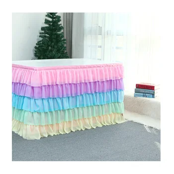 christmas Birthday wedding Engagement Party dining table cloth decor factory direct Amazon hot sale nylon Mesh table skirt