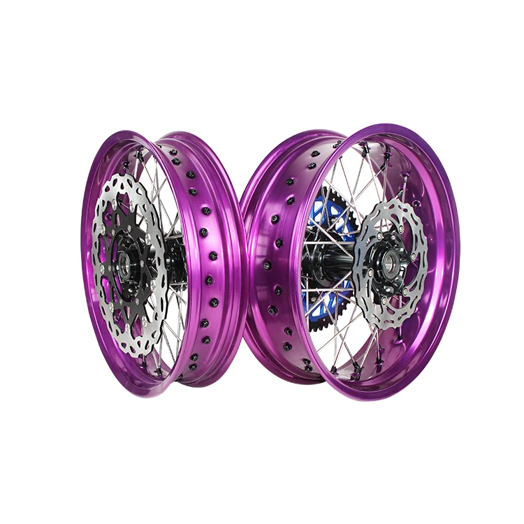 Factory Supply New KXF 17 Inch Aluminum Alloy Dirt Bike Slip Tire Road Racing Supermoto Wheel Set
