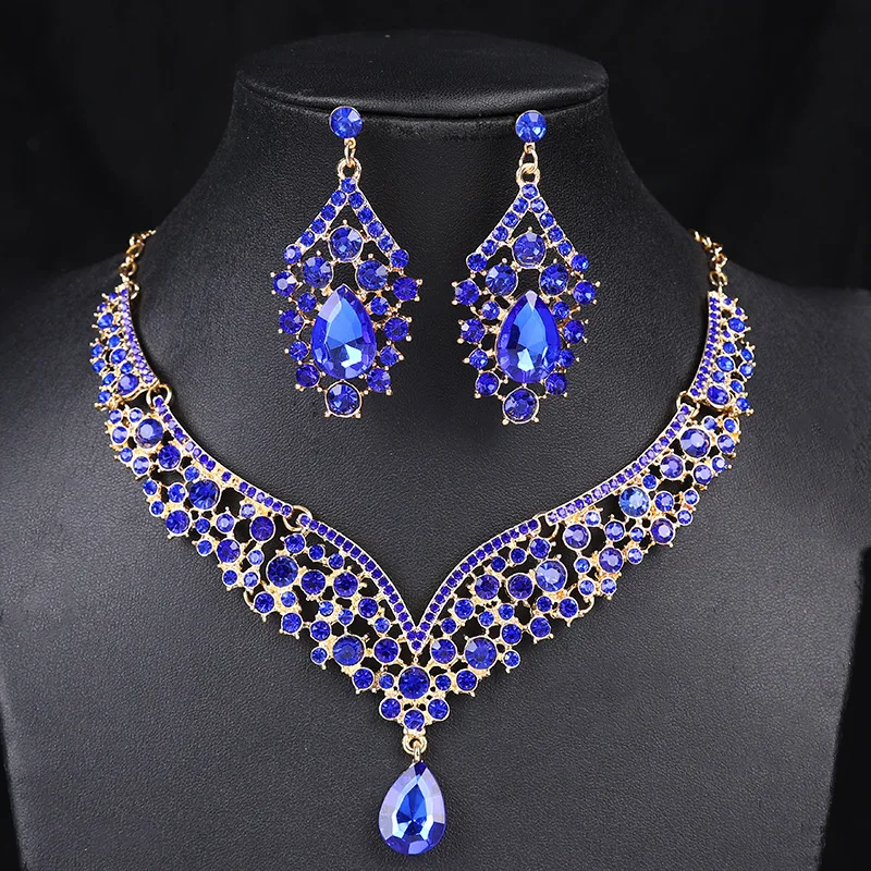 Elegant Rhinestone Necklace & Earrings Set
