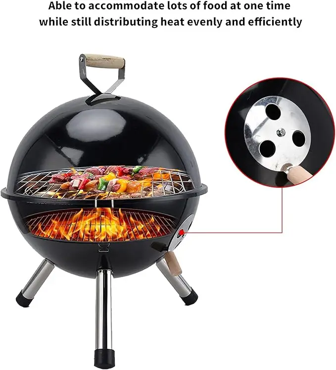 Custom Spherical Family Barbeque Chimney Portable Folding Round Camping