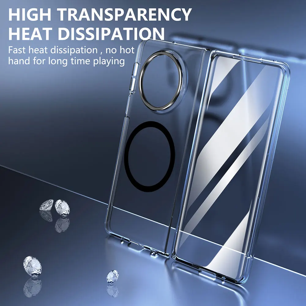 Laudtec Sjk960 Clear Phone Case Slim Magnetic Metal Lens Anti Yellow Shockproof Cover Simple Business For Huawei Mate X5 X3 manufacture