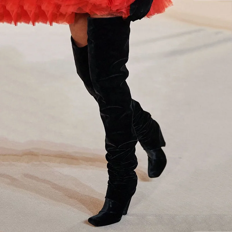 Winter Loose Style Women's over Knee High Boots Spike Heel Shoes