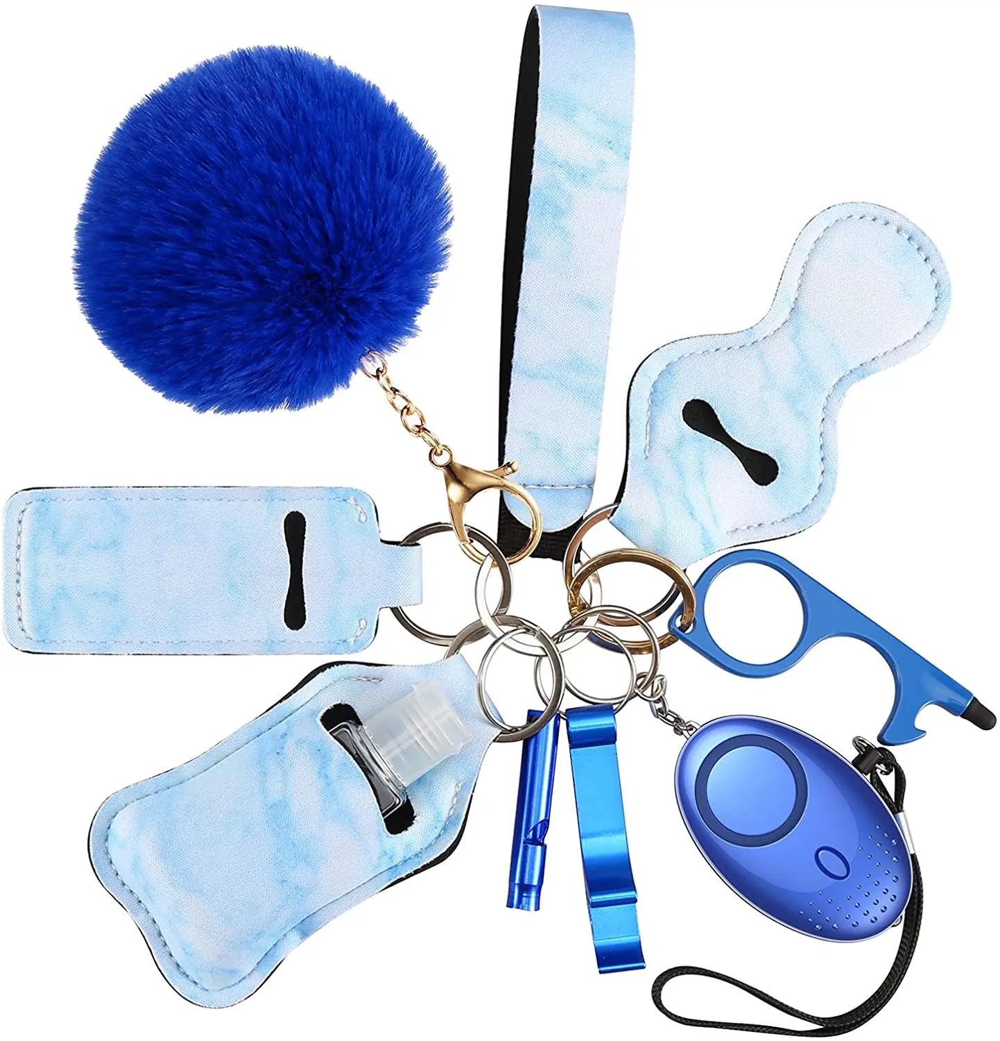 Kit Personal Safety Protection Survival Alarm Key Chain Accessories Aluminum Tool Self Defense Keychain Set for Women Girl