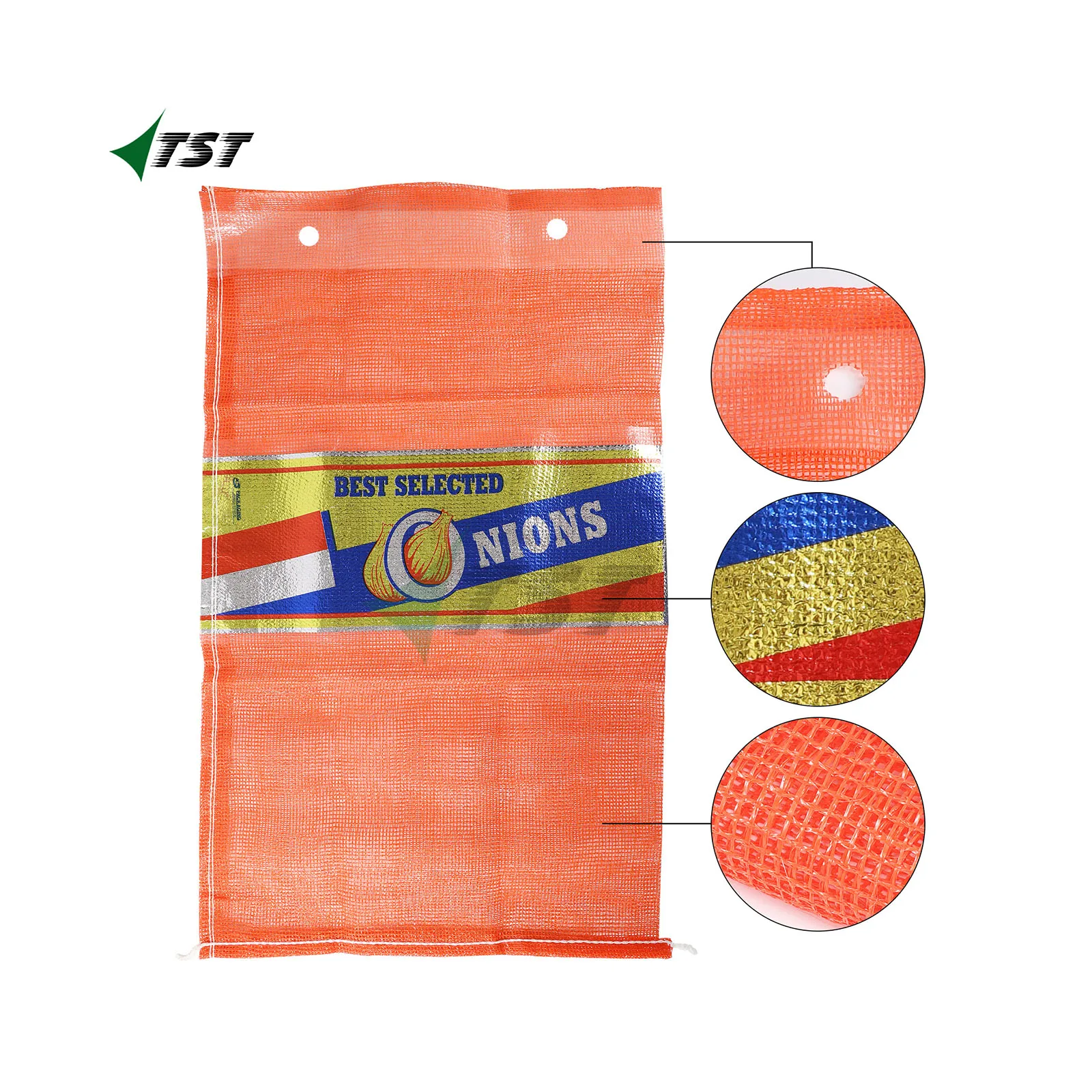 Packing Onion Garlic Potatoes Vegetables and Fruits Plastic Wholesale Price Leno Mesh Bag with Custom Drawstrings