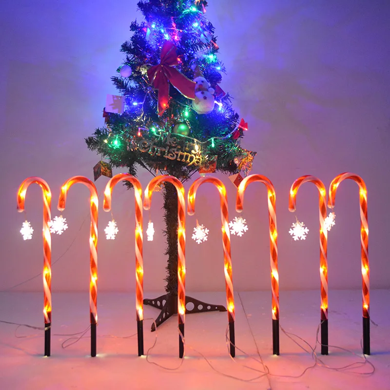 Led Christmas Light String Star Snowflakes 8 Candy Cane Pathway Marker Stake Solar Garden