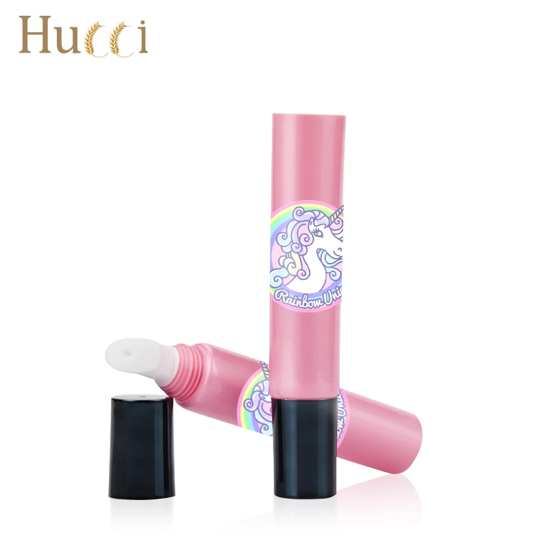 Customized 5ml 10ml 15ml Pink Lip Mask Tube With Slant Applicator Private Label Cosmetic Packaging Lip Oil Primer Mud Container