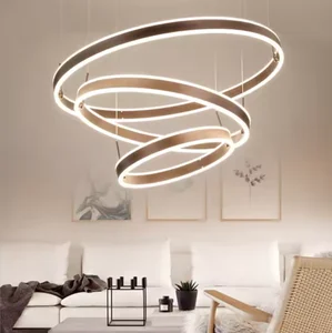 Zeal Lighting Modern Rings Chandelier Simple Black Led Drops Pendant Light Fixture for Living Room