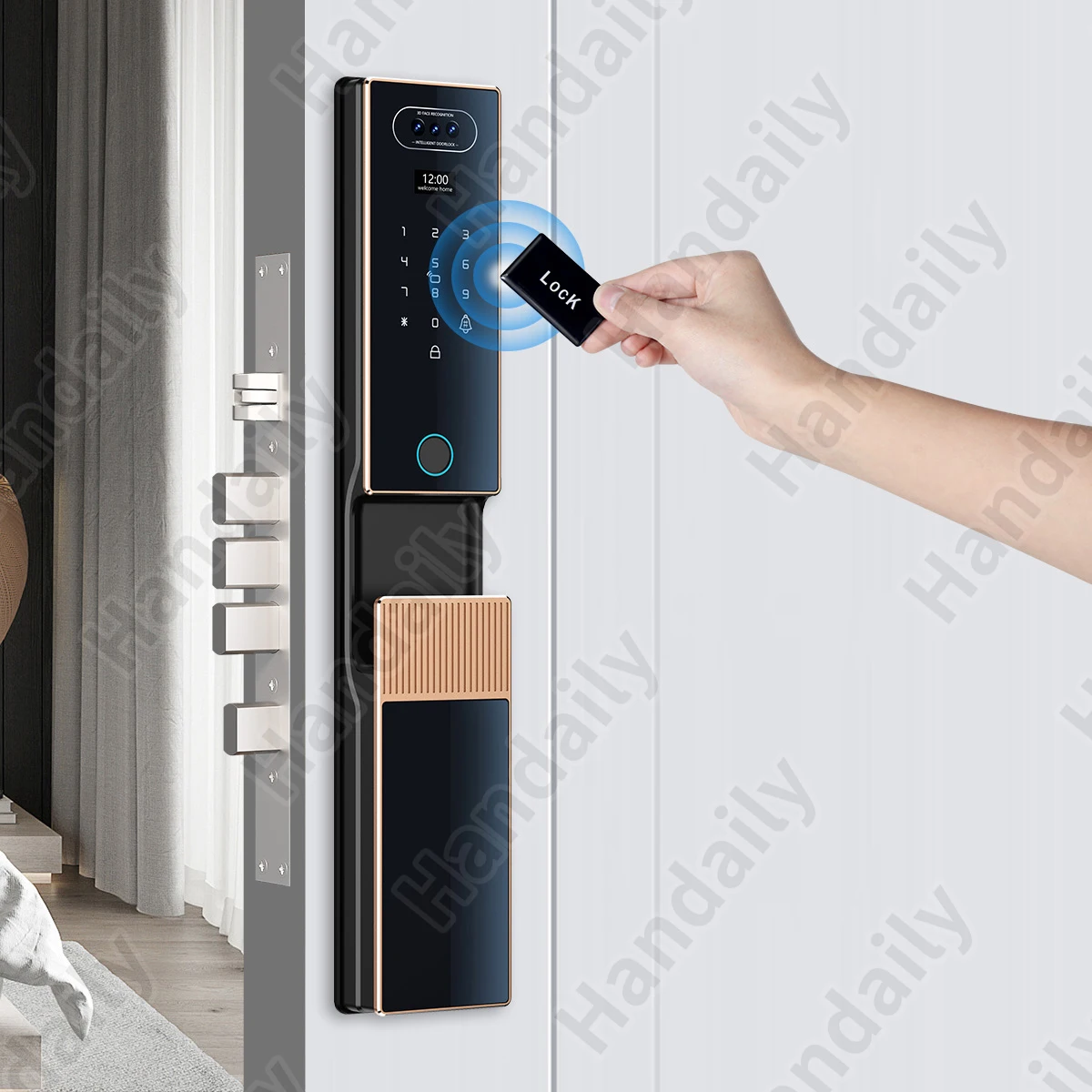 Fechadura Digital Security Lock 3D Face Recgonistion Palm Vein Tuya Wifi Smart Door Lock With Intercom Camera and Fingerprint V80