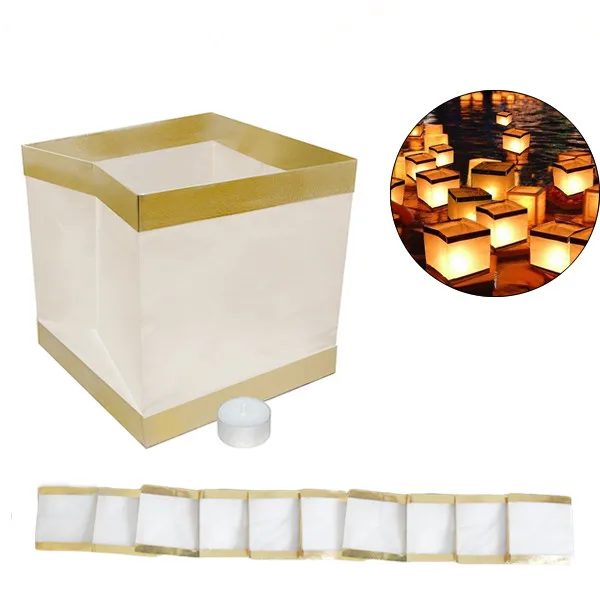 Hot Sale Square Biodegradable Paper Floating Lighted Wishing Water Lantern Eco Wish Lanterns