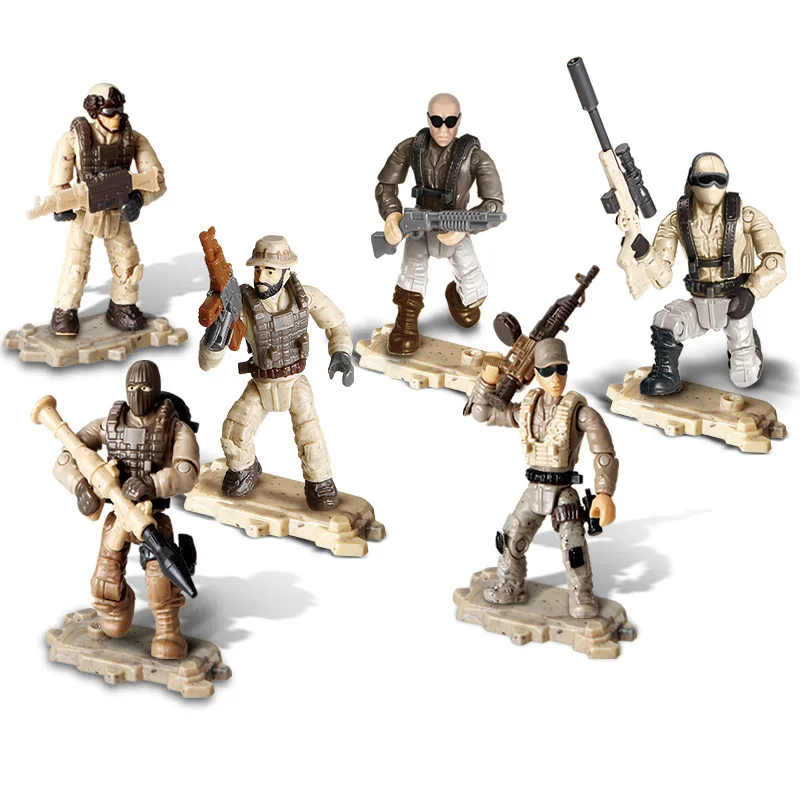 6体の特殊部隊アクションフィギュア、アーミーマンおもちゃの兵隊