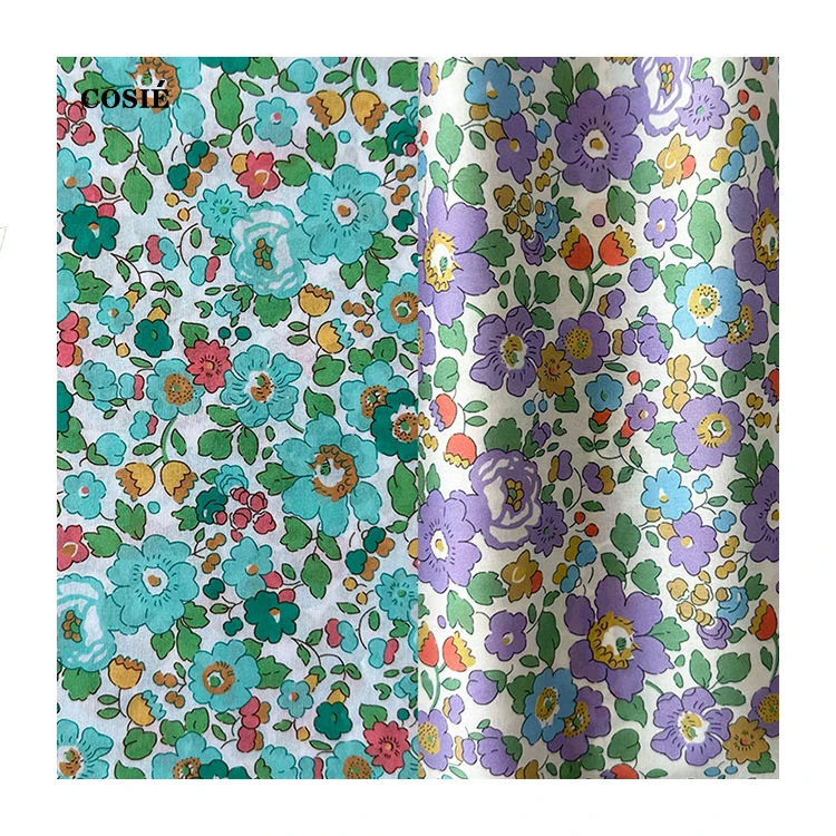 Liberty Tana газон хлопок зеленый фиолетовый дизайн