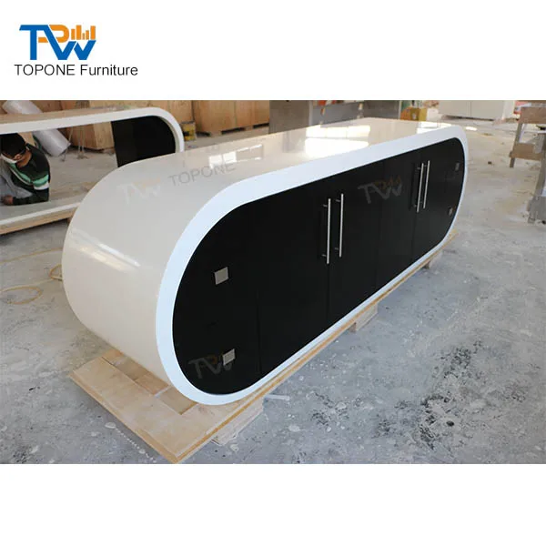 Черно-белая интерьерная каменная офисная мебель