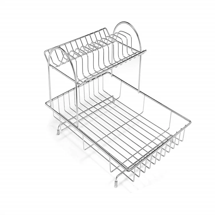 Two Tier Drainer metal kitchen Dish Draining Rack