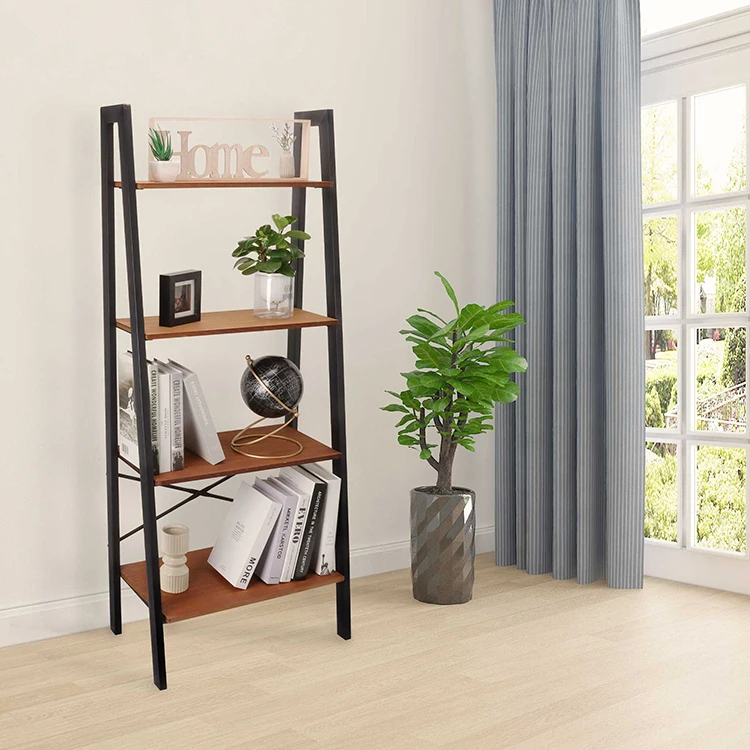 K&B hot sale simple design four-layer ladder Removable removal standing storage shelves display book shelf rack
