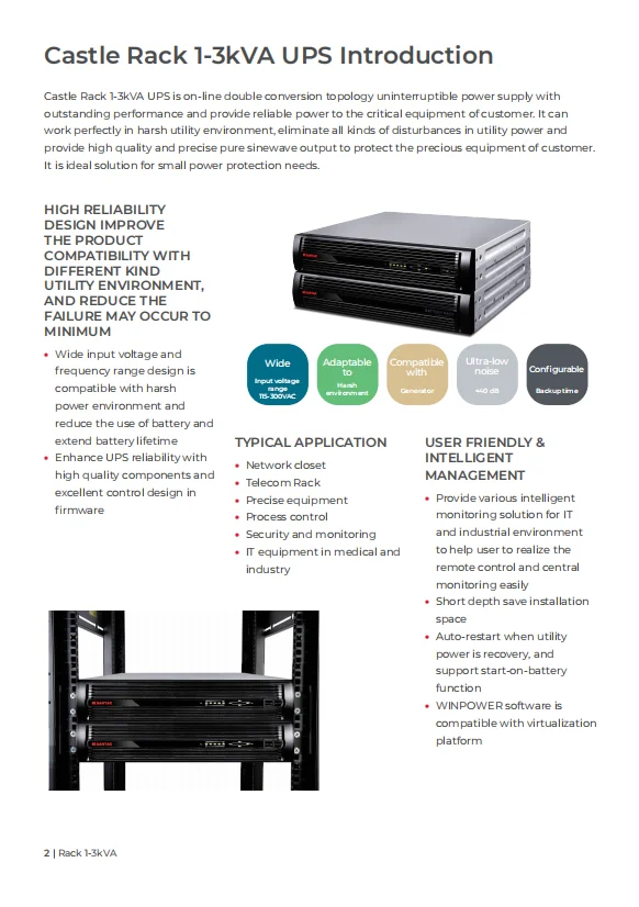 1 kVA Online UPS with 220V Output and 1000 Wh Capacity for Reliable Power Backup