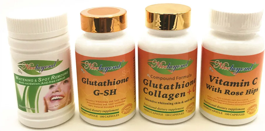 glutathion collagne vitamine c Glu White Grce au Glutathion, marin et C, il aide claircir et blanchir la peau, unifier le teint et rvler son clat naturel #Peauclatante #TeintUniforme #AntiTaches # Nicebeyond Compos Gluta Collagne +C,