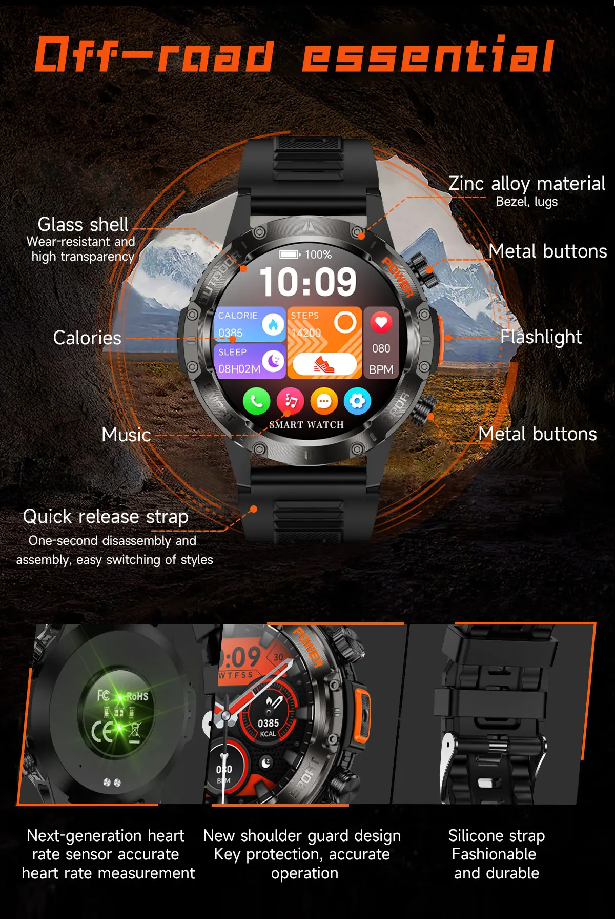SNAVNET V37Z Outdoor Sports Smart Watch 2026 with 1.46-inch TFT HD Display IP68 Voice Assistant BT Calling Smart Watch for Men