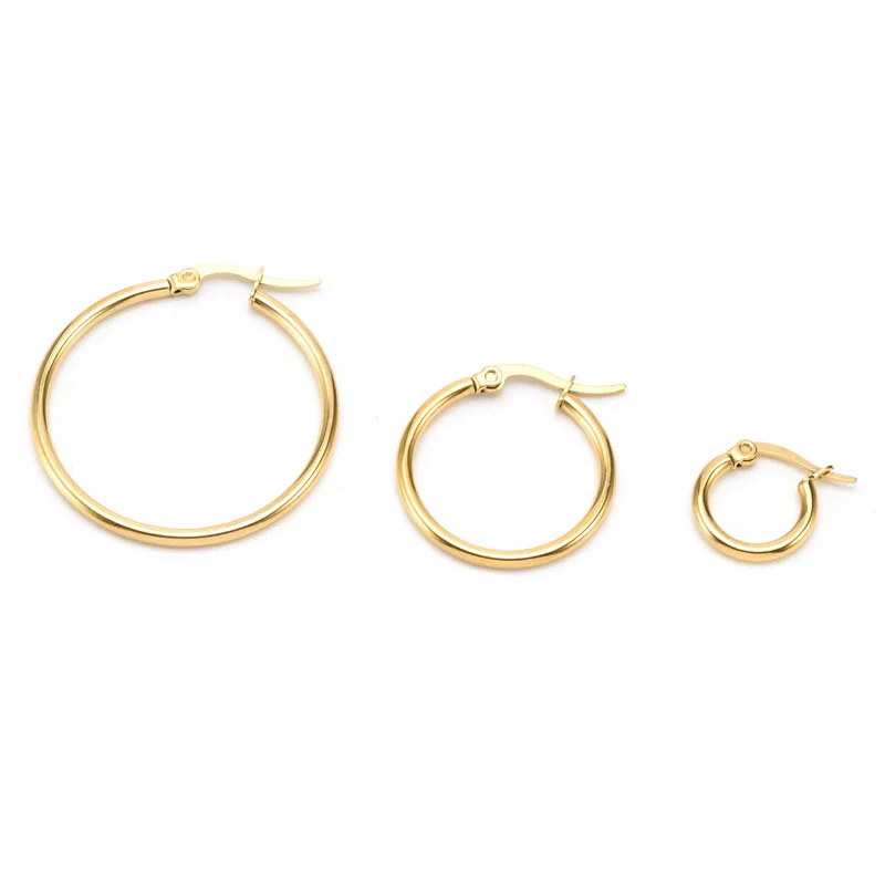 Glossy 14k Solid Gold Earrings For Women Hypoallergenic Round Clicktop