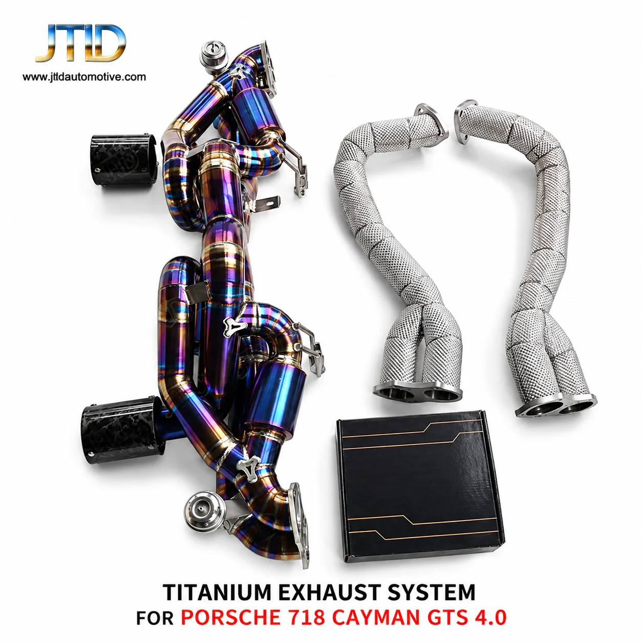Ultra-Light Titanium Alloy Valved Exhaust For Porsche 718 GTS 4.0 GT4 With Carbon Fiber Tips Heat