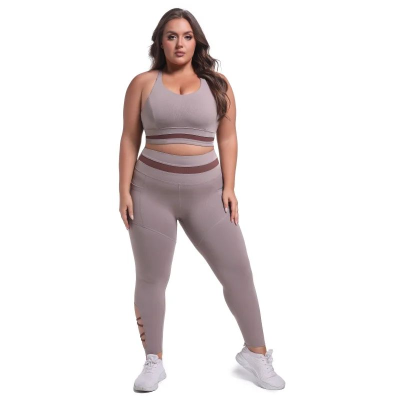 product odm oem workout sets for women 2 piece exercise outfits 5xl plus size solid color fitness leggings yoga pants workout conjuntos-57