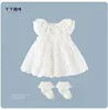 White mesh slip dress + princess short socks
