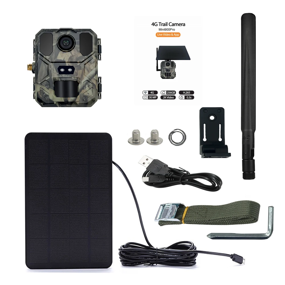 4G APP Wildlife Camera MiNi900Pro Solar Panel 3X 18650 Live