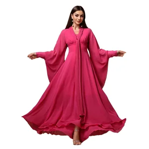 Latest Design Fall Dress Women High Waist Beaded Mesh Long Sleeve Loose Wide Leg Party Dress for Ladies