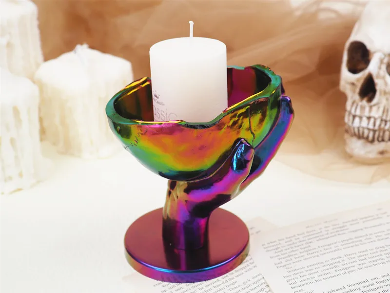 Diy Skeleton Candlestick Storage Box Hand Holder Ghost Candle Holder Container Resin Epoxy