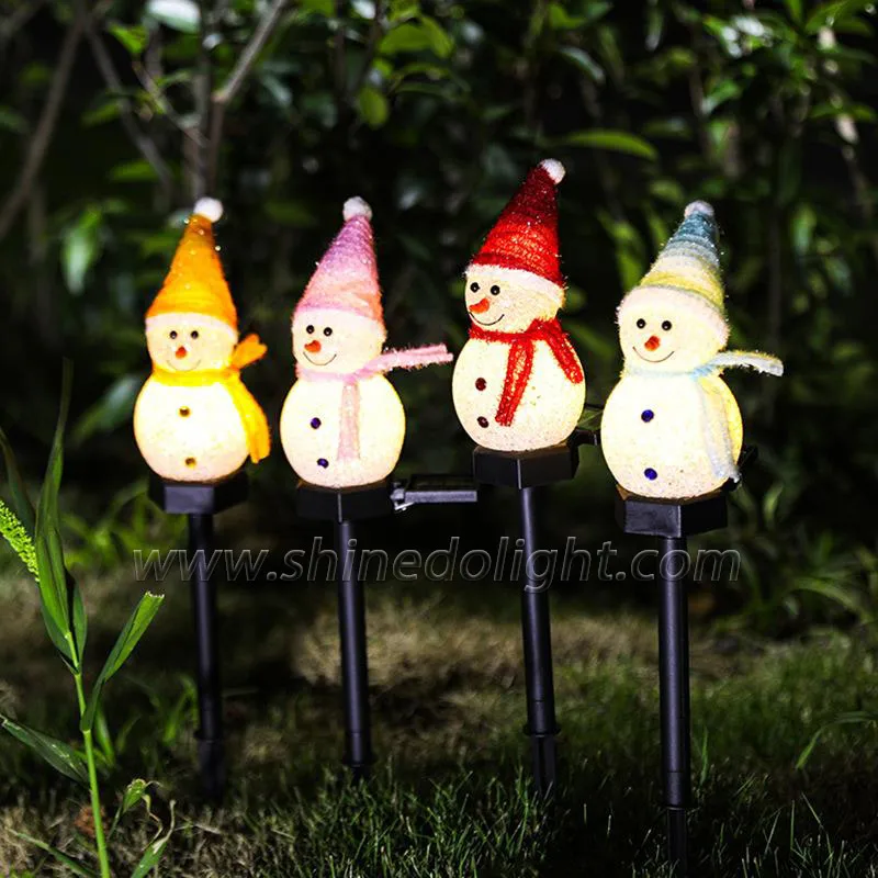LED Solar Powered Sticky Riso Snowman Ground Plug Light