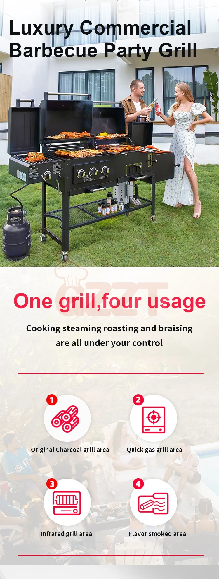 Sturdy, Smokeless Commercial Grill Machine for Outdoor Party 