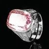open size Ice Flower cut deep pink rhinestone ring