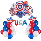 Star Paper Decoration USA Five-pointed Star Paper Fan Flower Balloon Set American Independence Day Party Decoration Balloon Package Wholesale