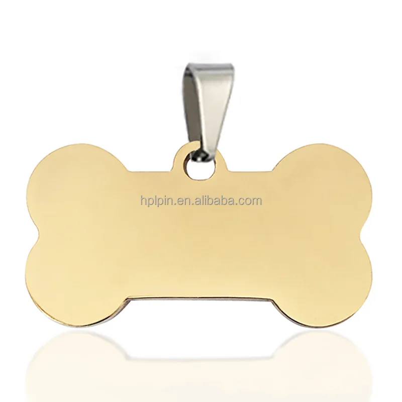 Blank Metal Name Tags Laser Logo Dog Tag Shiny Bone Shape Pet Id Tag