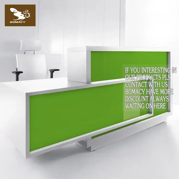 Bomacy Hot Sale Beauty Salon Furniture Fashion Design Reception Desk With LED Light