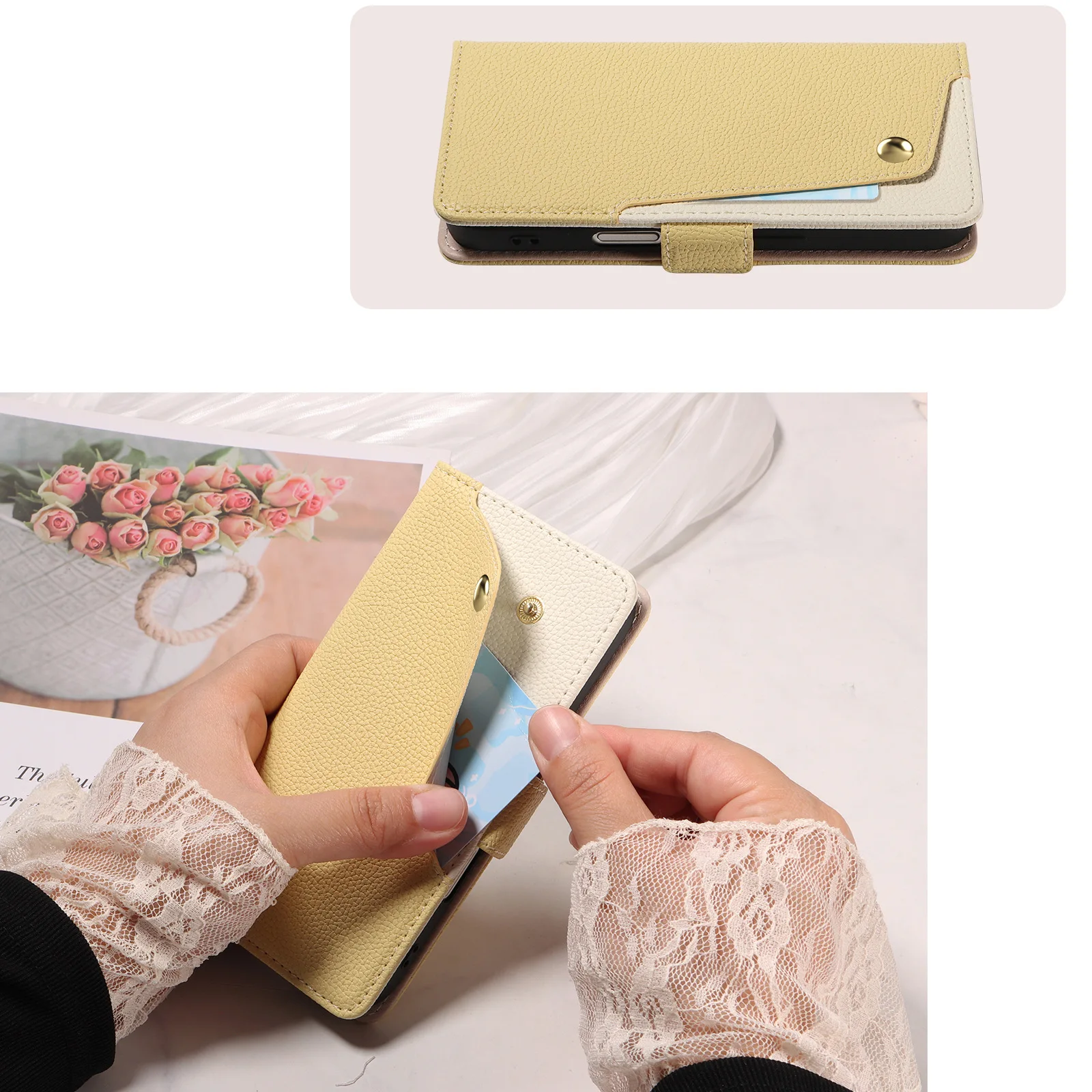 Luxury PU Leather Phone Case with Mirror for Samsung & iPhone