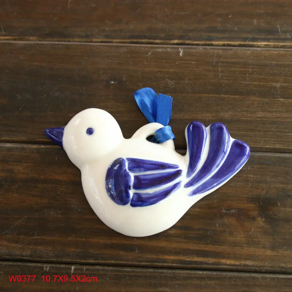 Porcelain Delft Blue Heart Tree Star Ornaments