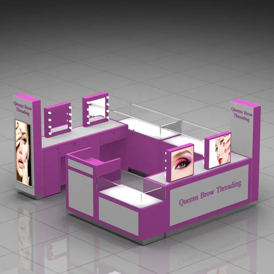 Shopping Mall New Design Eyebrow Bar with Led Light Fashionable Eyebrow Threading Kiosk for Sale
