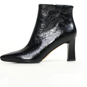 Women's Formal Fashion Style Ankle Boots Winter Comfortable Zipper Height Increasing Feature Soft Pointed Short Plush Lining